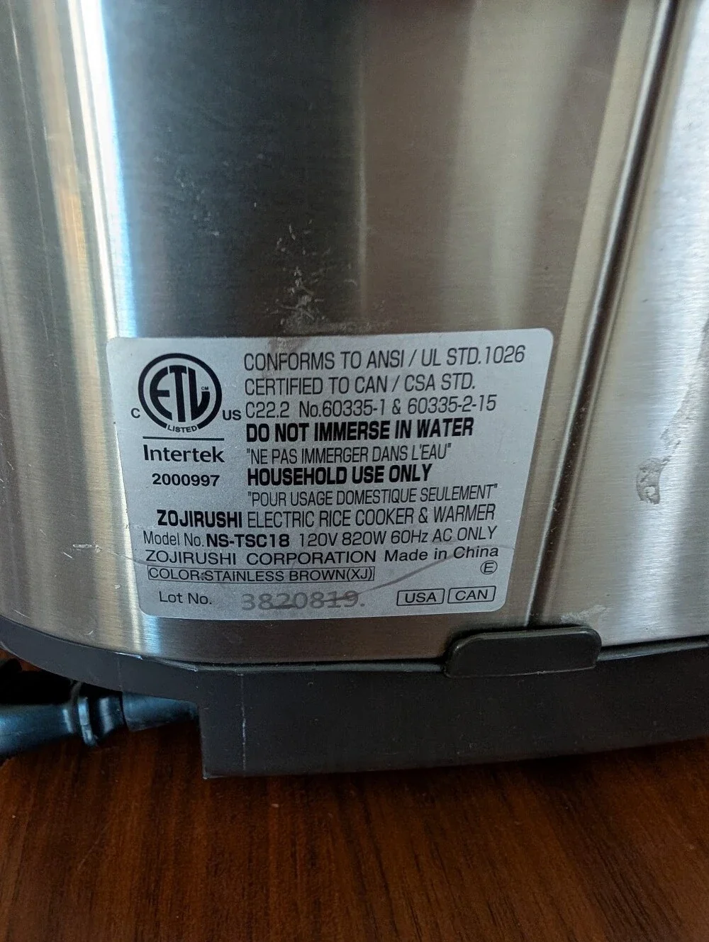 Zojirushi NS-TSC18 Micom Rice Cooker 8 Programs Pre Owned Works